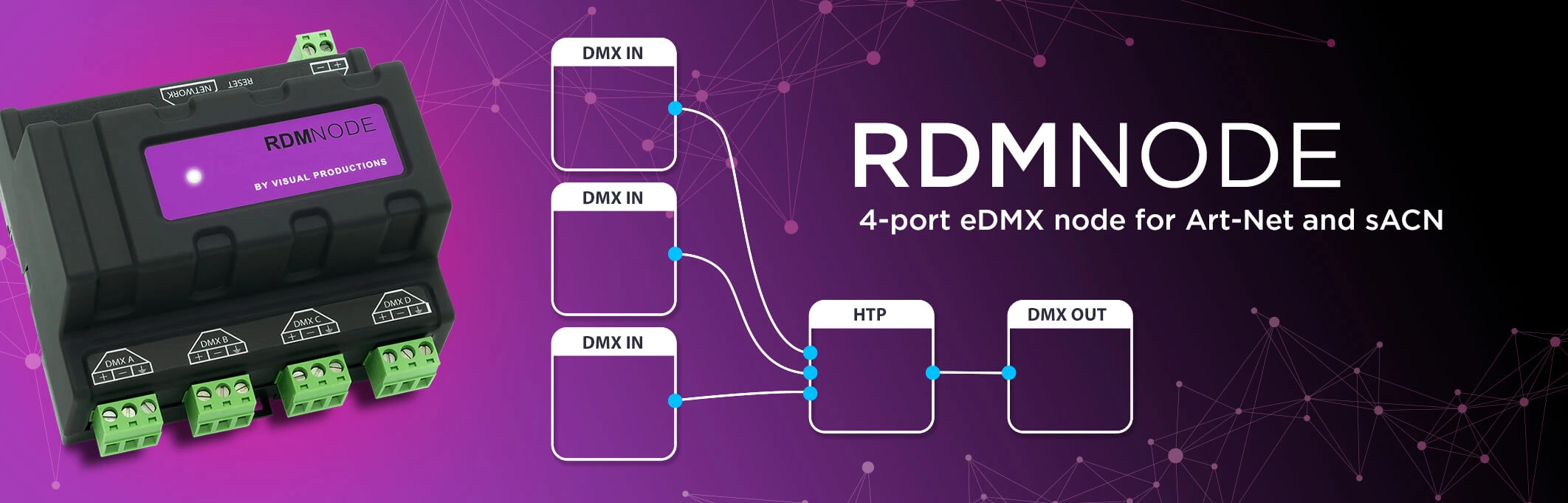 Visual Productions RdmNode - Artnet sCAN u DMX 512 konverter